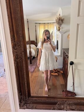 Women's White Eyelet Short Sleeve Mini Dress - Unbranded